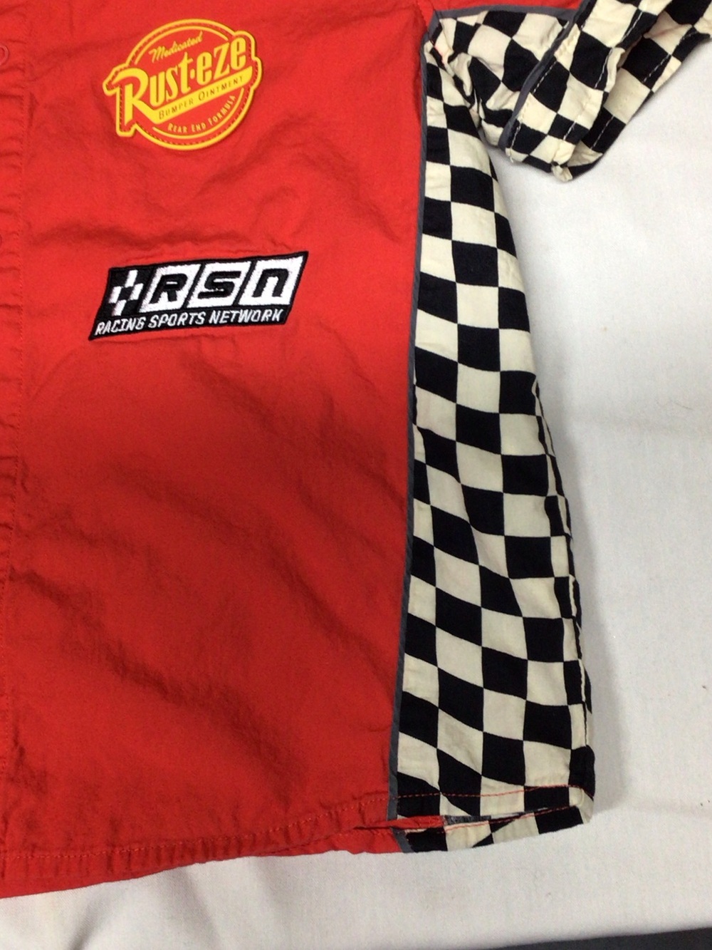 Disney Red Button-Front Racing Shirt with Cars Patches  KA CHOW    McQueen - Picture 4 of 11